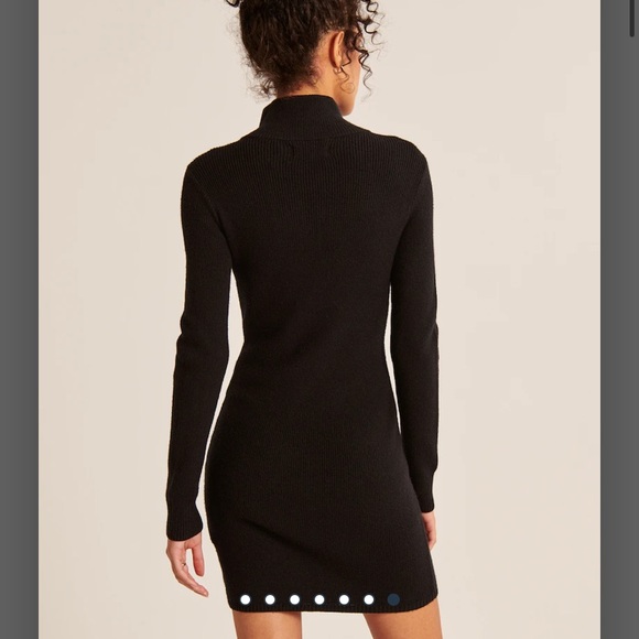 NWT Abercrombie & Fitch Half-Zip Mini Sweater Dress Black Size S - Picture 3 of 7